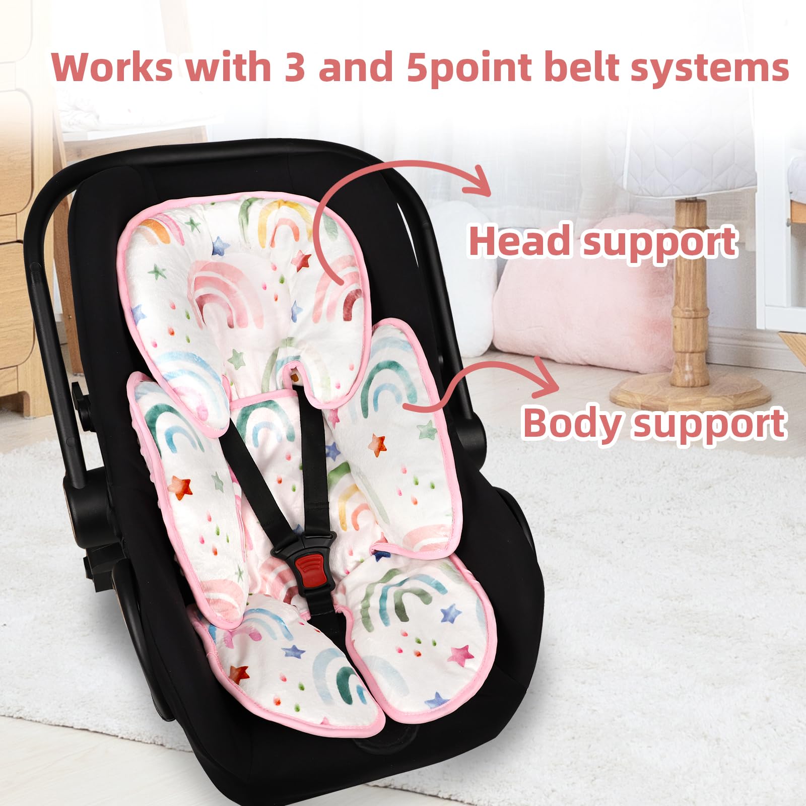 WINGHENLEE multi-use cushion adapts to car seats, strollers, and swings for versatile comfort.
