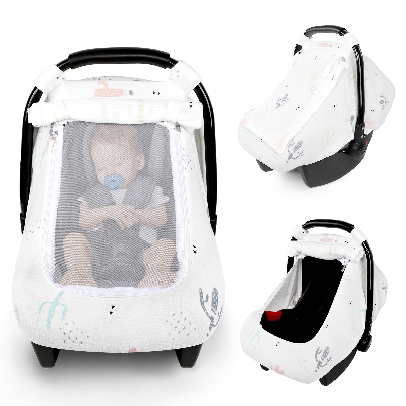 WINGHENLEE muslin cover with breathable material for a comfy baby ride.