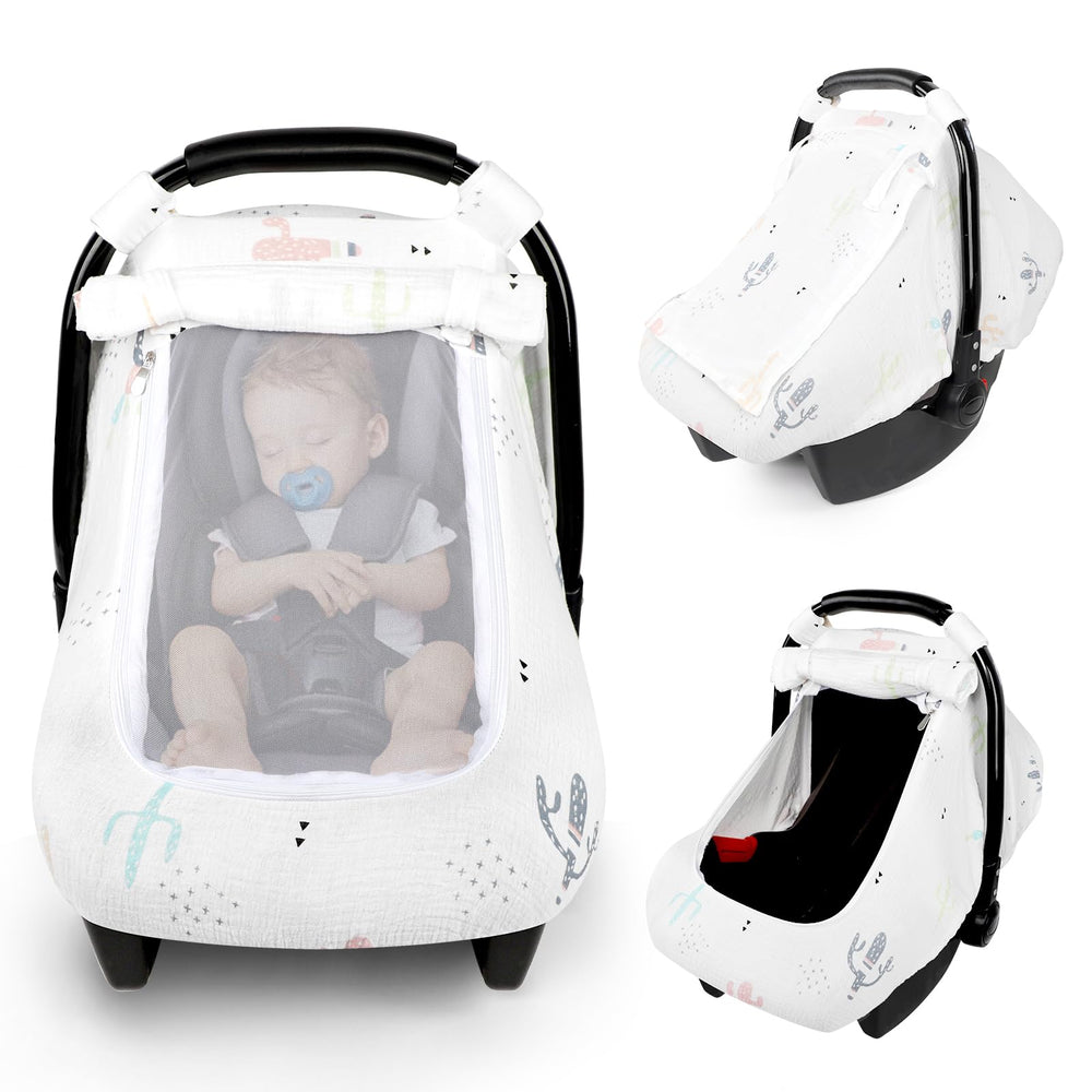 WINGHENLEE muslin cover with breathable material for a comfy baby ride.