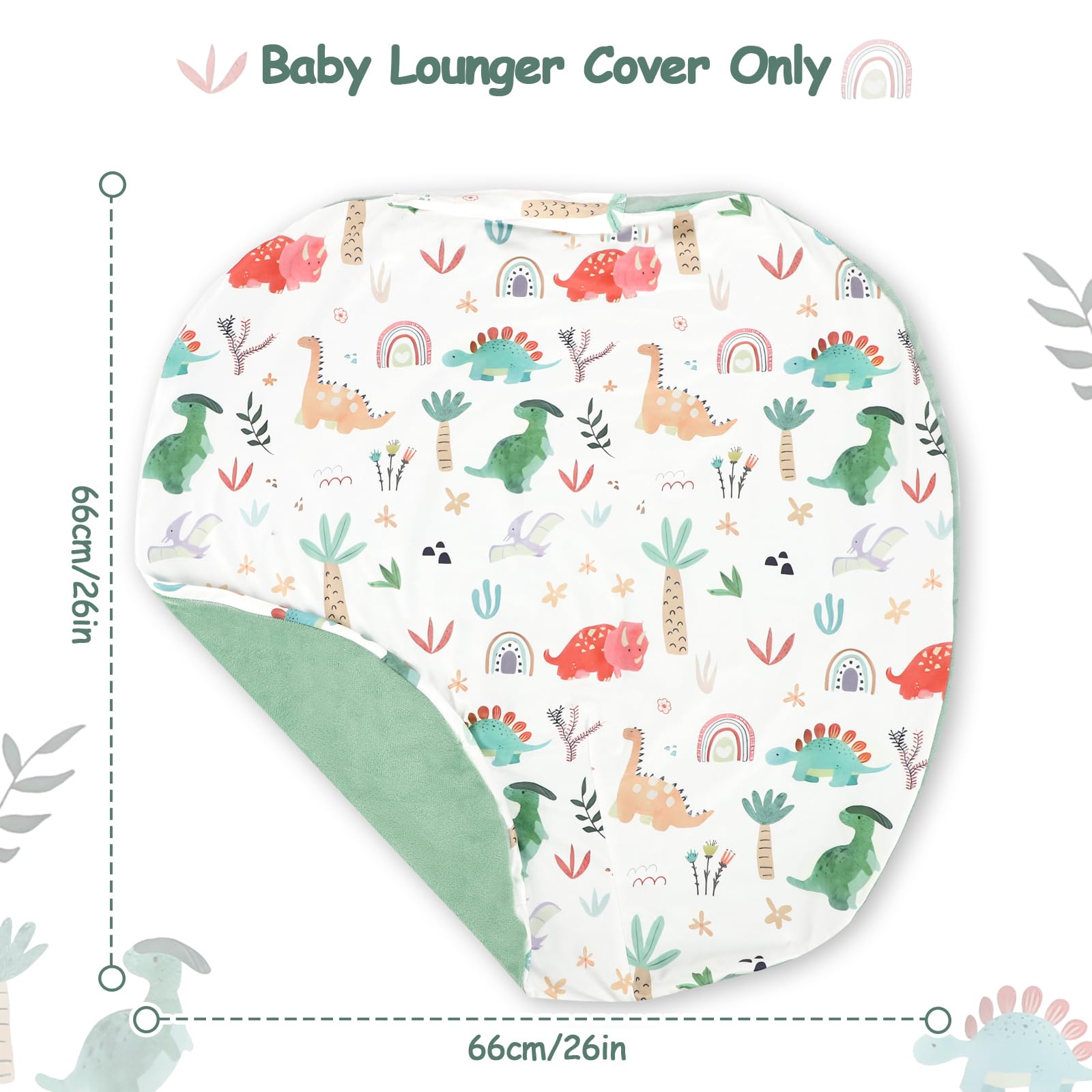 WINGHENLEE green dinosaur cover fabric closeup, soft microfiber and flannel texture