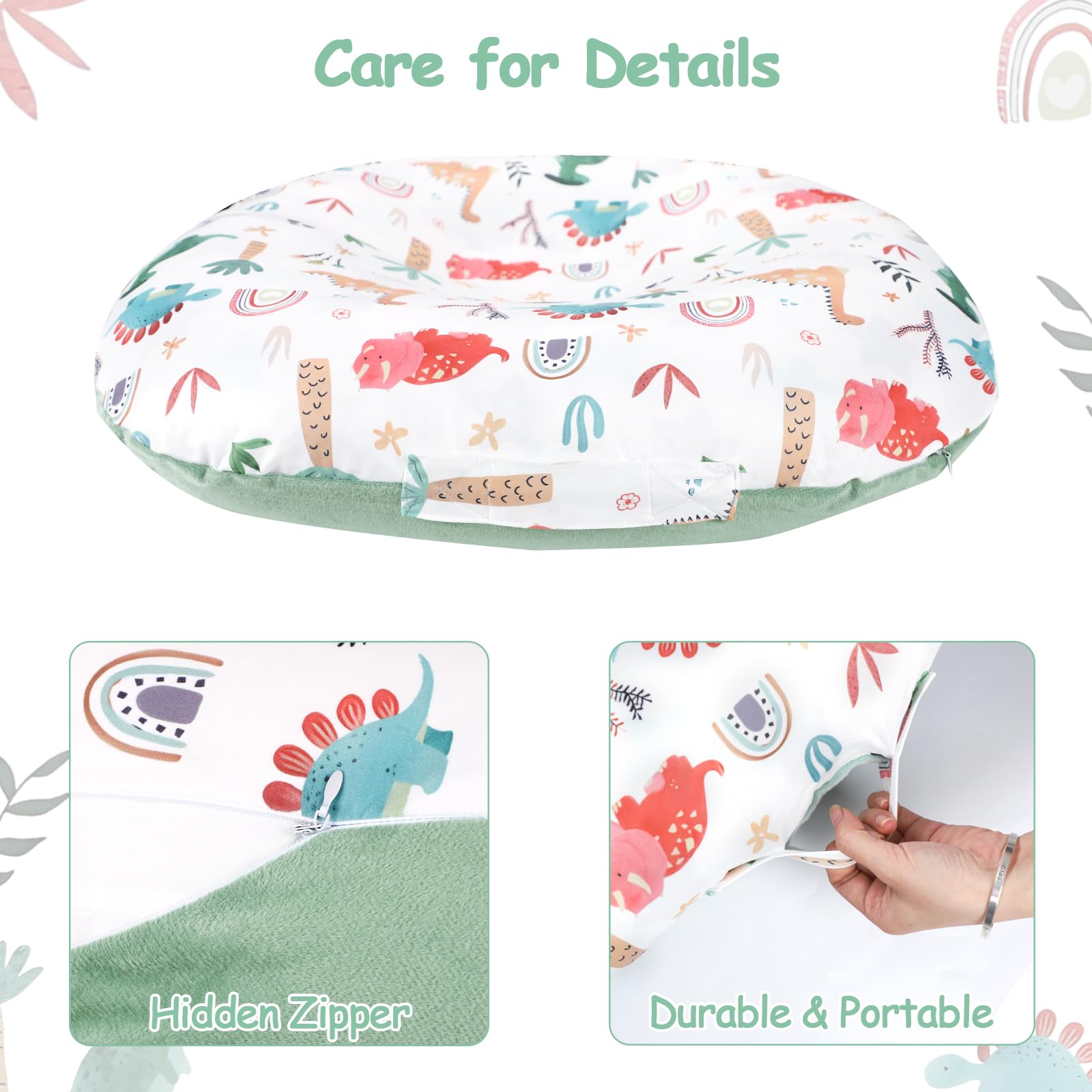 WINGHENLEE cover stitching detail designed to fit round newborn lounger shape