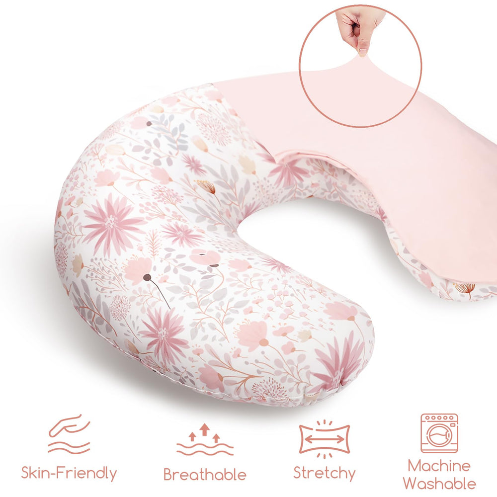 WINGHENLEE nursing pillow cover pink floral pattern on pillow enhances nursery decor and cushion softness