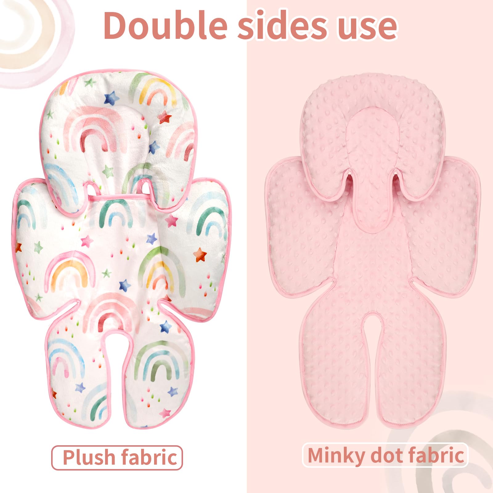 WINGHENLEE RainbowStar 2in1 stroller insert offers flexible head and back support during rides.