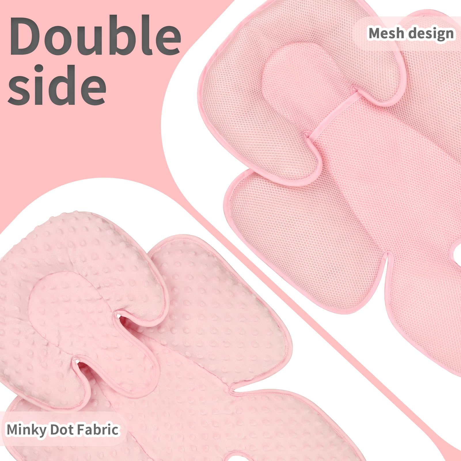 WINGHENLEE soft Minky inner layer provides plush comfort in pink head support.