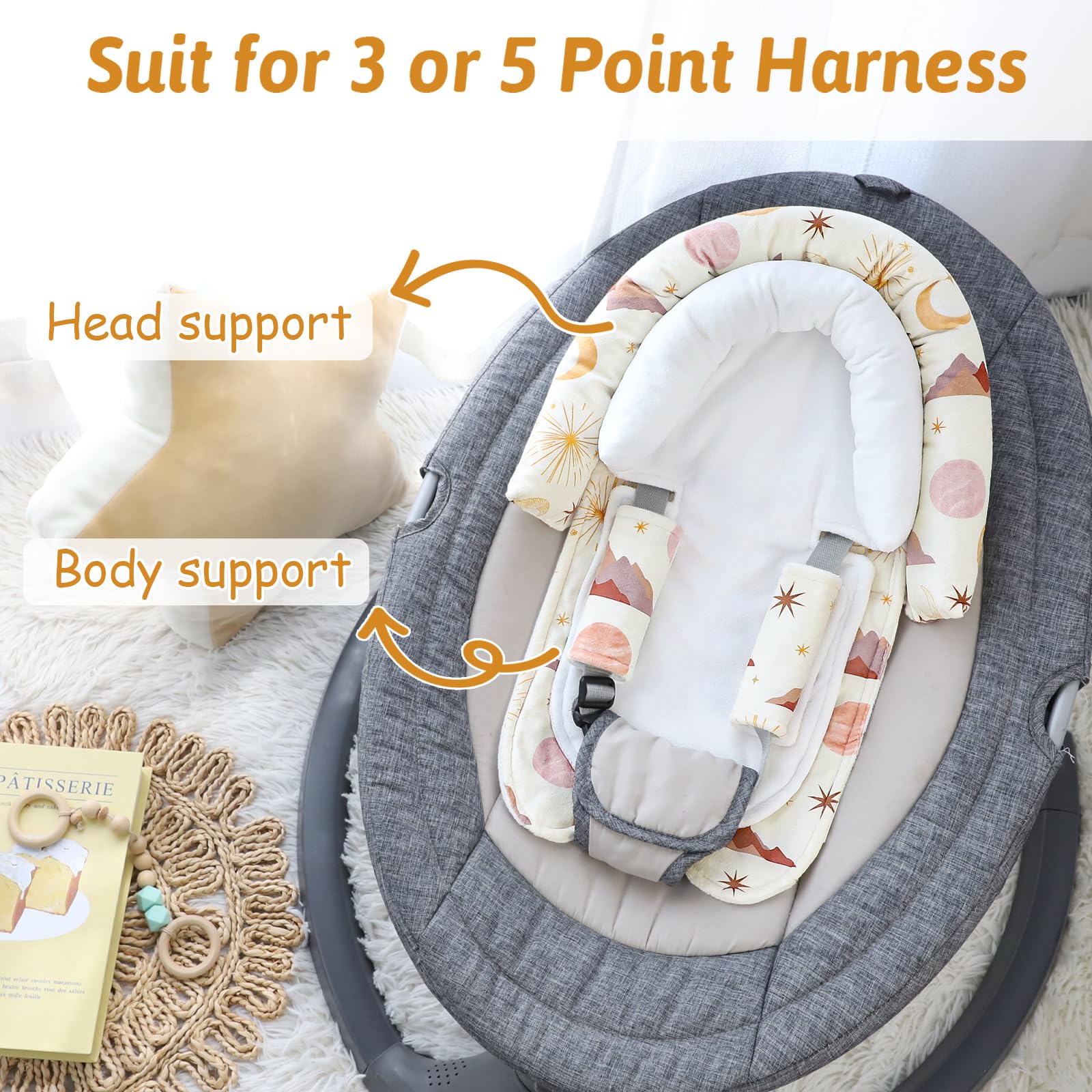 WINGHENLEE plush head support offers gentle breathable comfort on car rides.