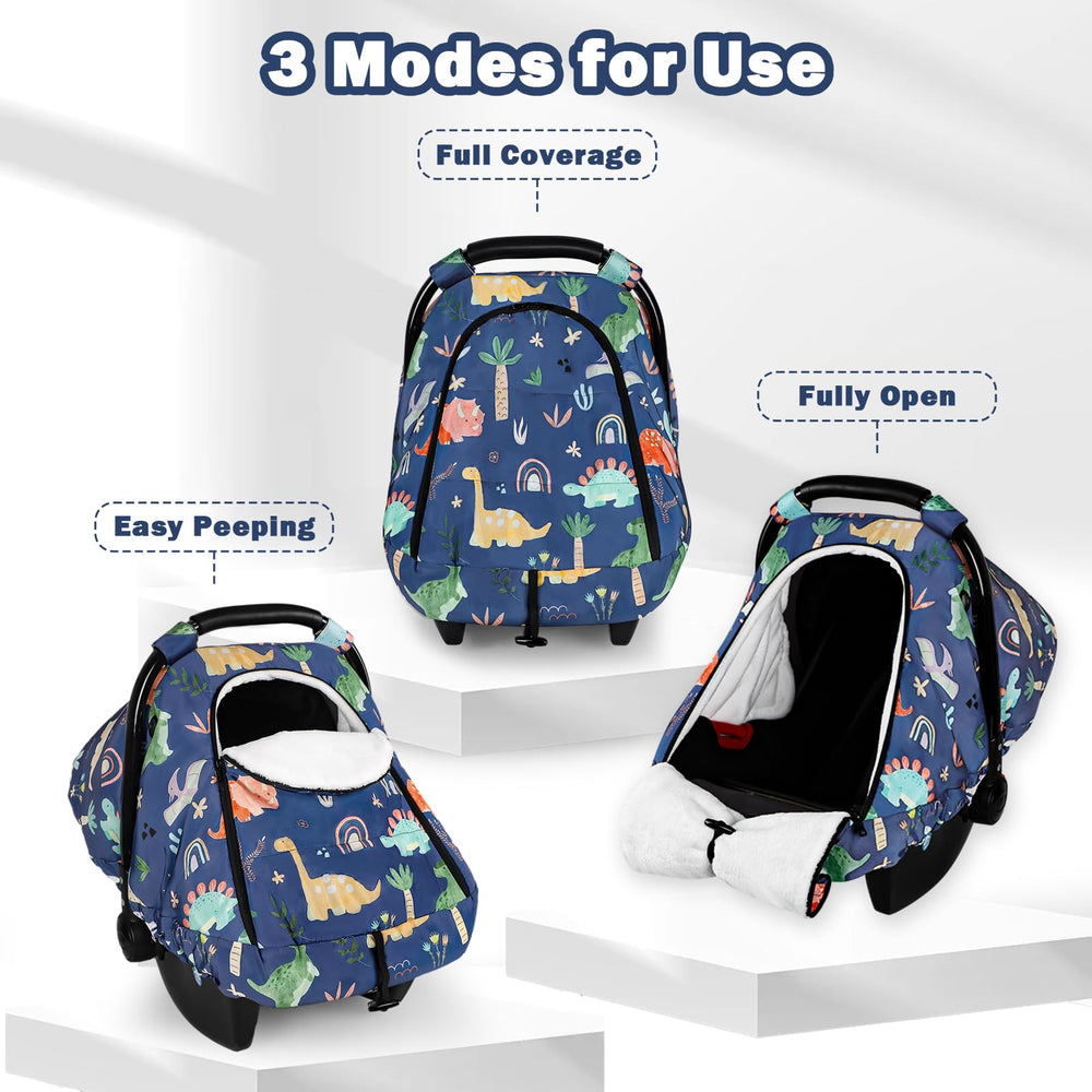 WINGHENLEE winter baby car seat cover 360° snug fit around seat for secure travel.