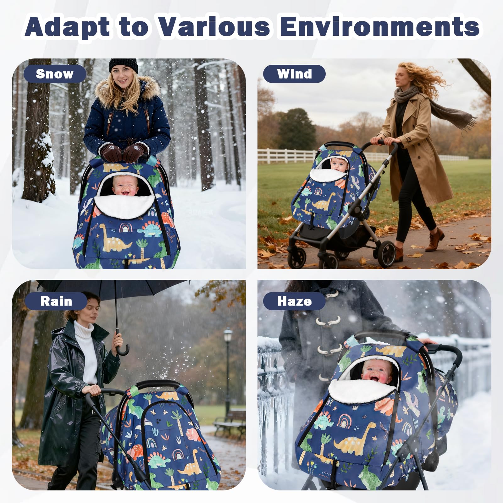 WINGHENLEE winter baby car seat cover wind and snow protection for outdoor use.