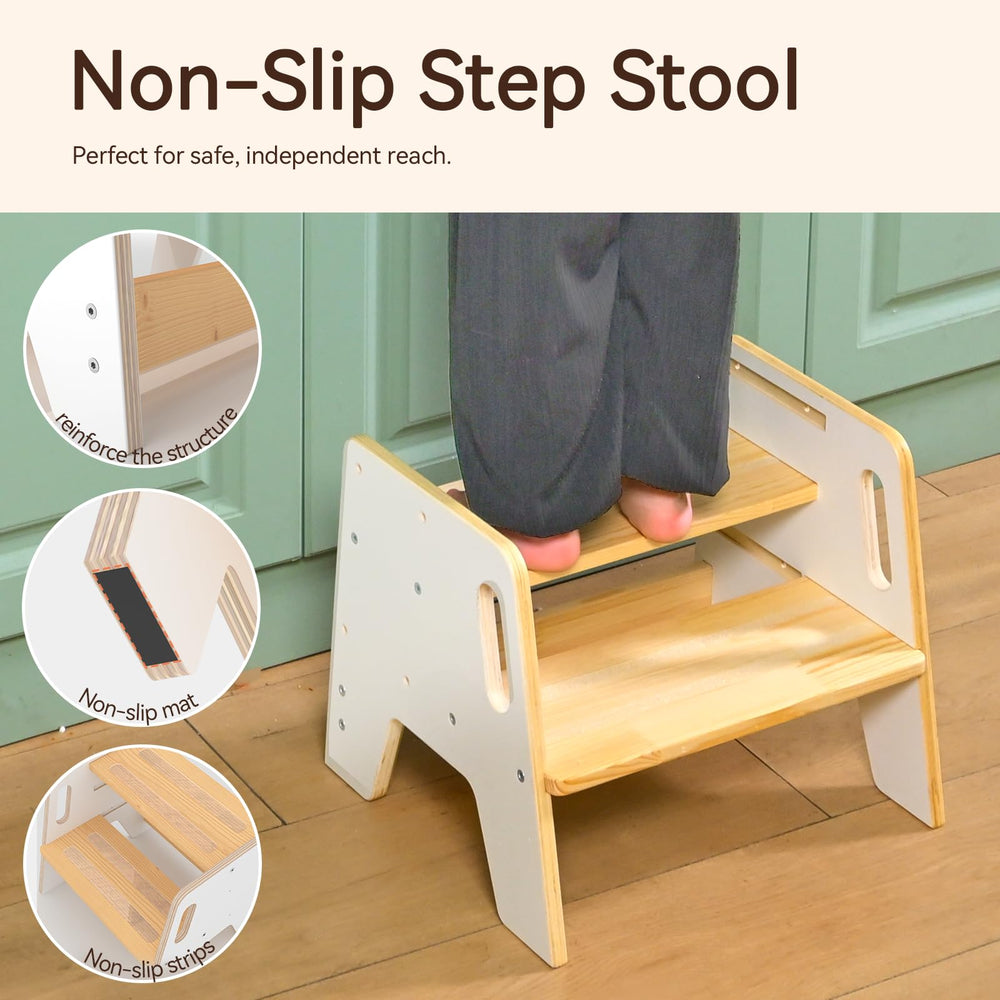 Wingyz step stool close-up shows smooth edges and easy-clean surface.