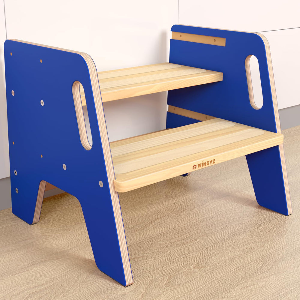 Wingyz toddler step stool handles front view for stable bathroom reach
