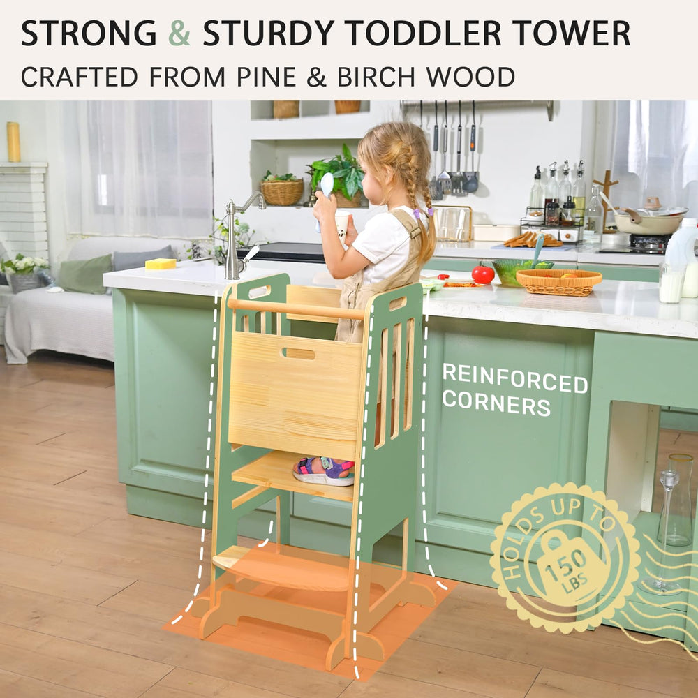 WINGYZ Toddler Tower adjustable-heights-18-14-10 demonstrates multi-height flexibility for growing kids