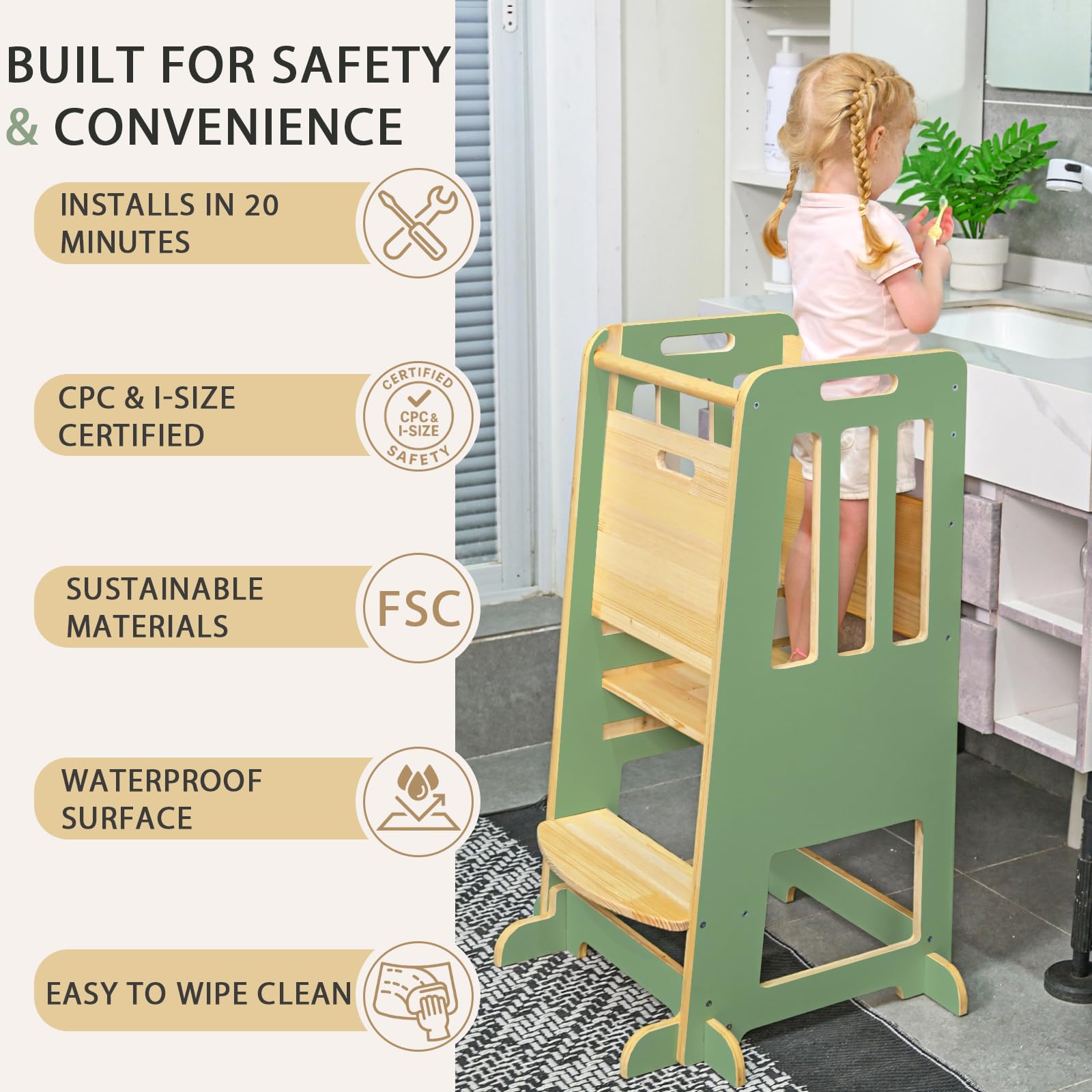 WINGYZ Toddler Tower-anti-slip-feet image shows secure footing across surfaces