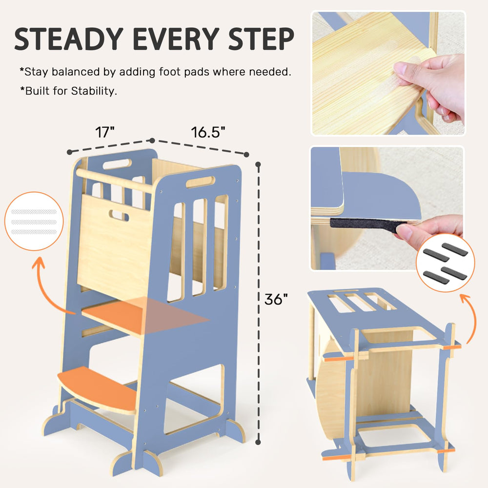Wingyz Toddler Tower anti-slip feet prevent slips during climbs