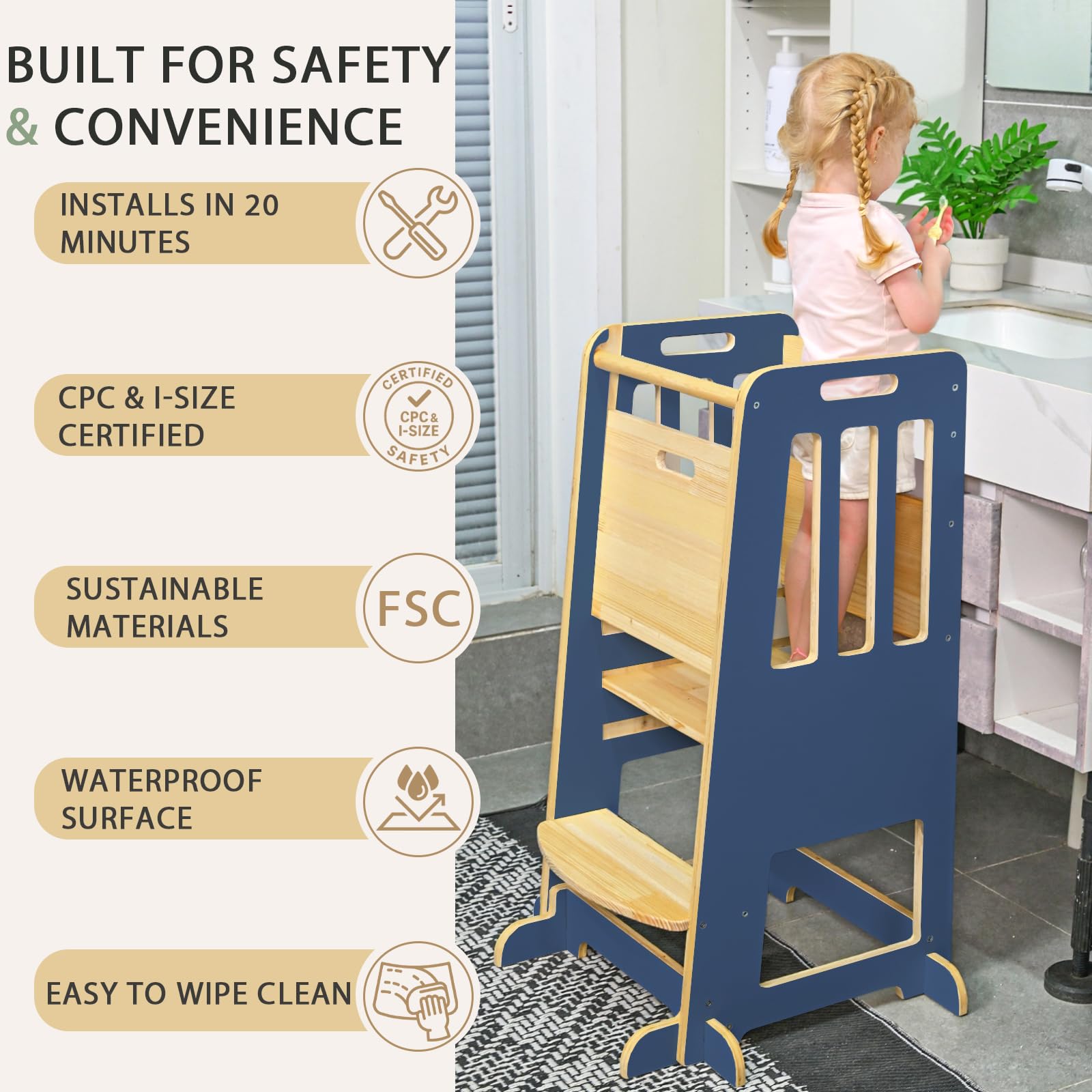 Wingyz Tower full support foot stabilizes on uneven floors.