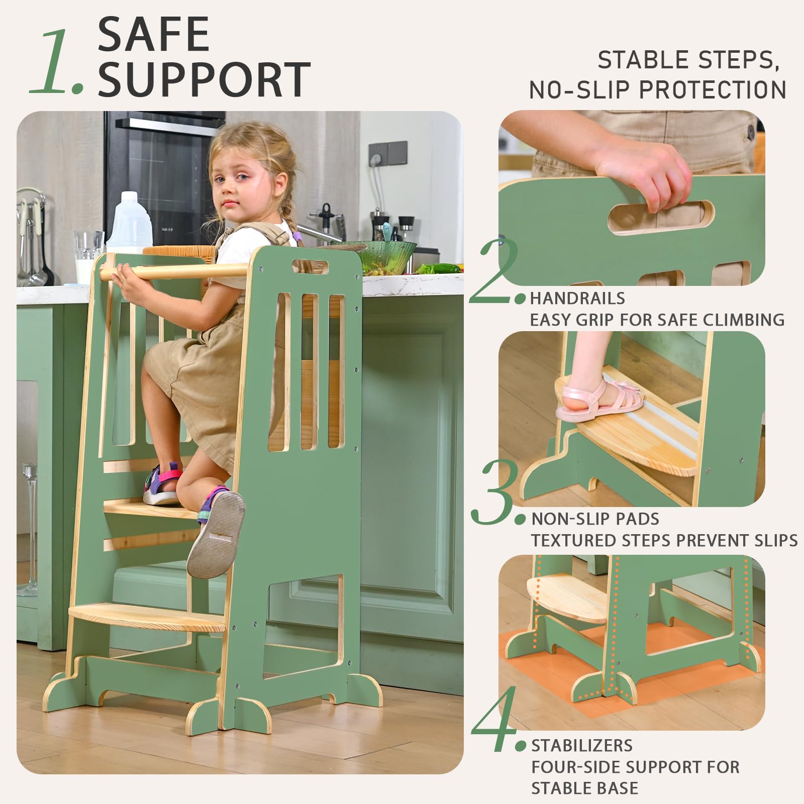 WINGYZ Toddler Tower with safety rail-guard emphasizes protective features for little helpers