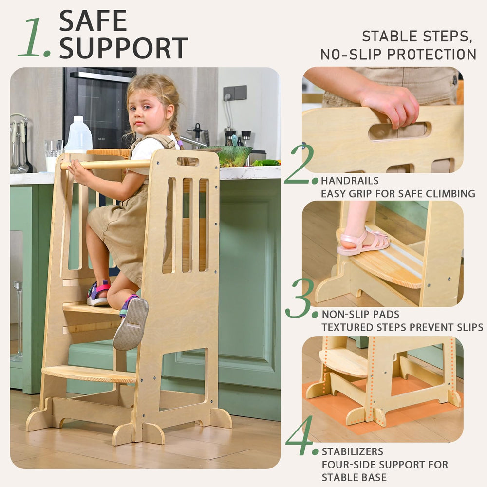 Wingyz Toddler Tower safety rail keeps climbs secure.