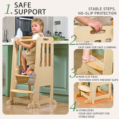Wingyz Toddler Tower safety rail keeps climbs secure.