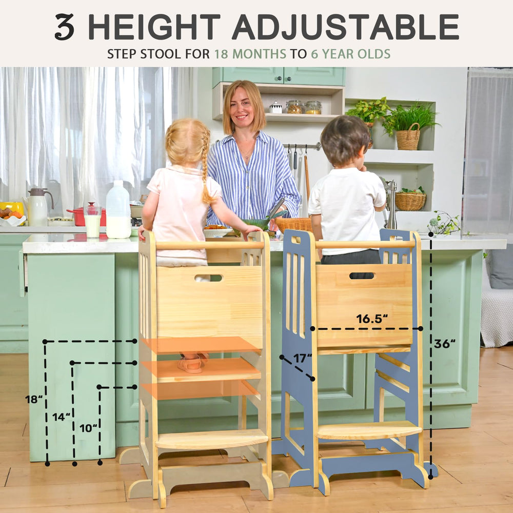 Wingyz Toddler Tower safety rail keeps little climbers secure during kitchen tasks