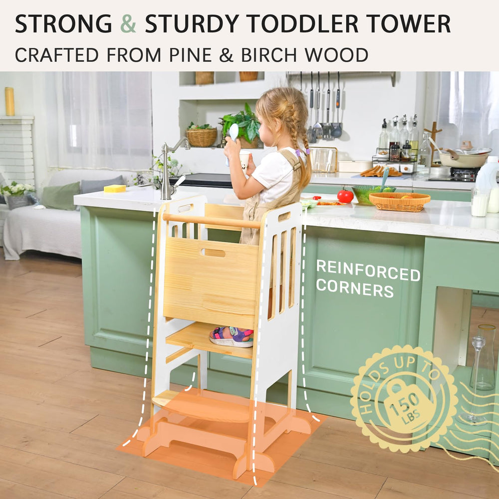 Wingyz Toddler Tower safety rails emphasize secure climbing with guardrails.
