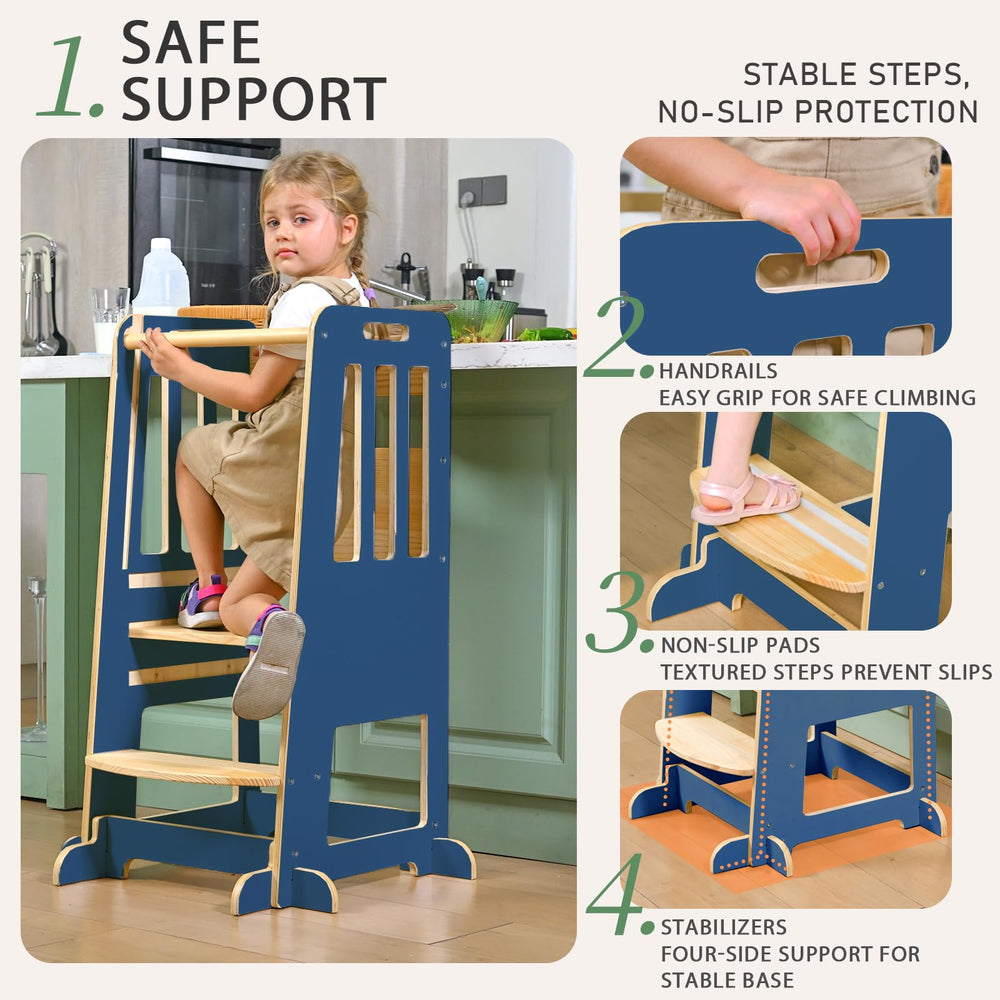 Wingyz Toddler Tower sliding door keeps child safely inside.