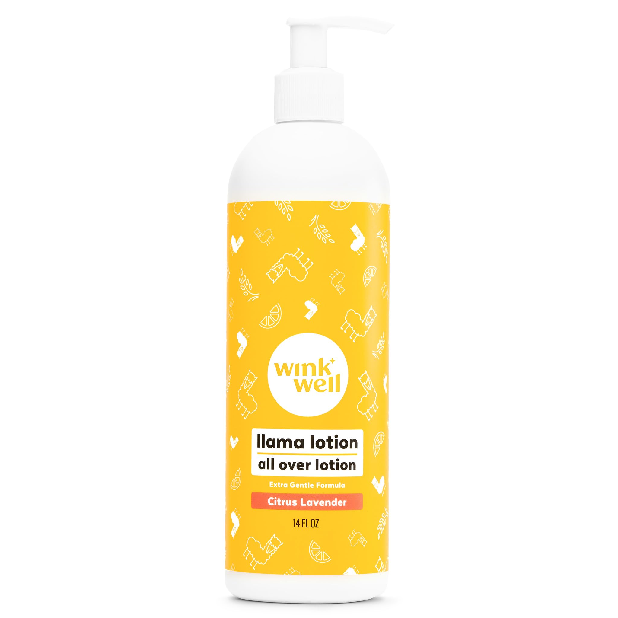 Wink Naturals Wink Well Llama Baby Lotion bottle provides gentle hydration for dry skin.