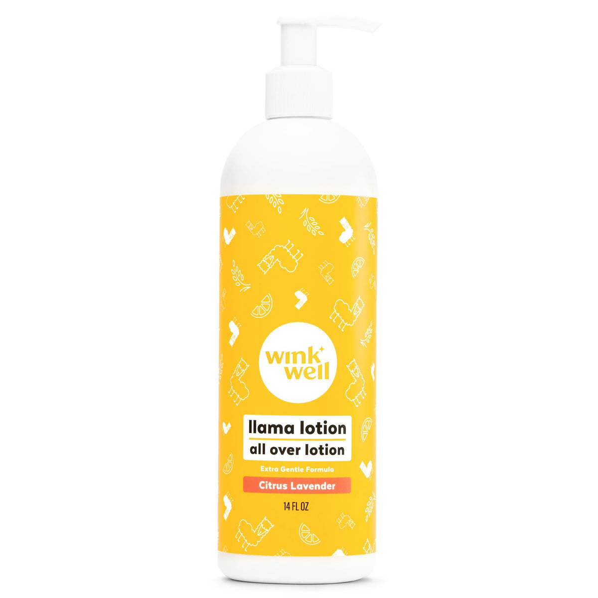 Wink Naturals Wink Well Llama Baby Lotion bottle provides gentle hydration for dry skin.