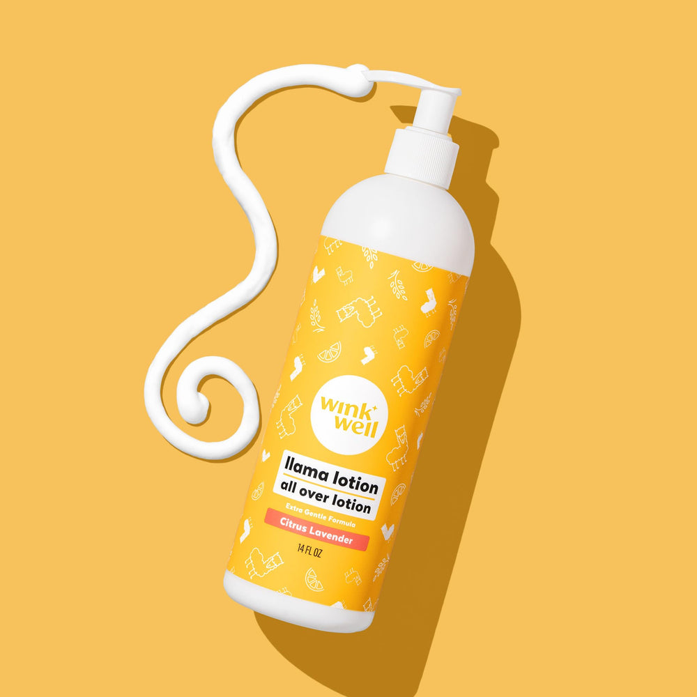 Wink Naturals Wink Well Llama Baby Lotion ingredients highlight natural, fragrance-free care.
