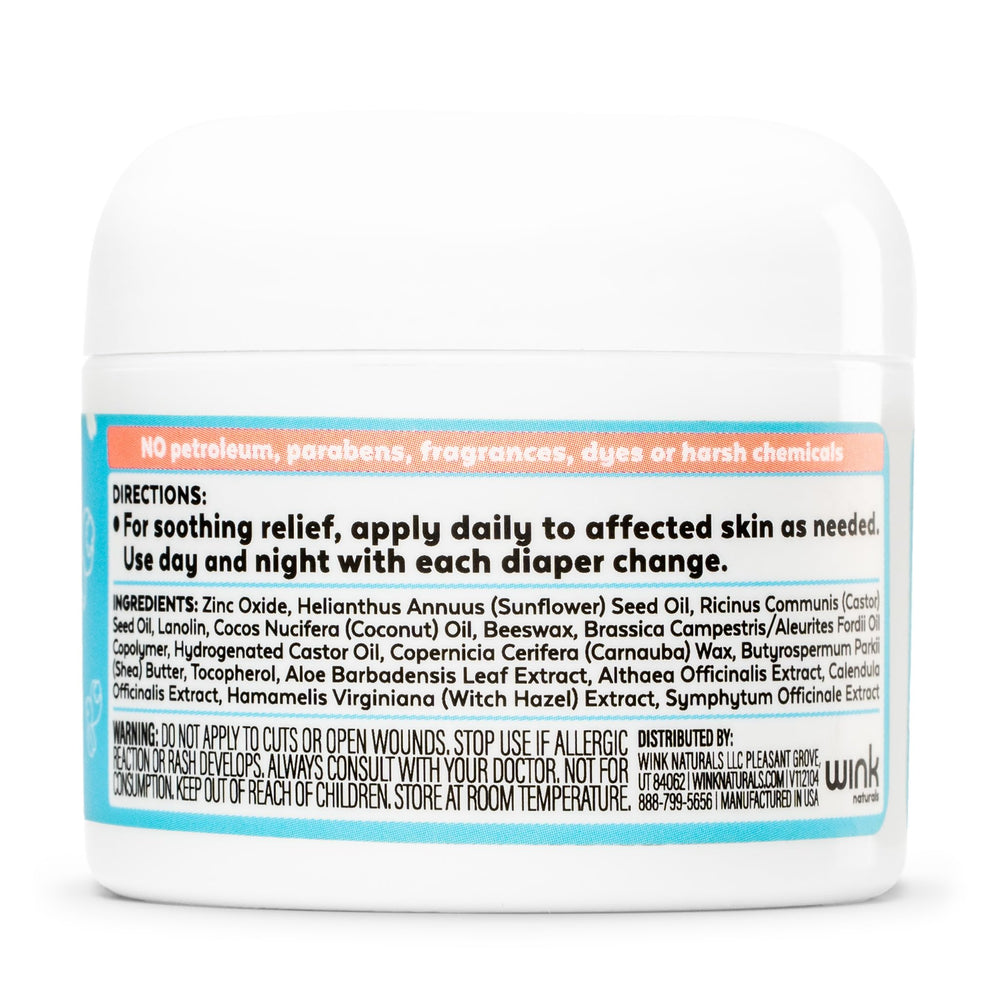 Wink Naturals non-nano zinc oxide barrier shown on skin.