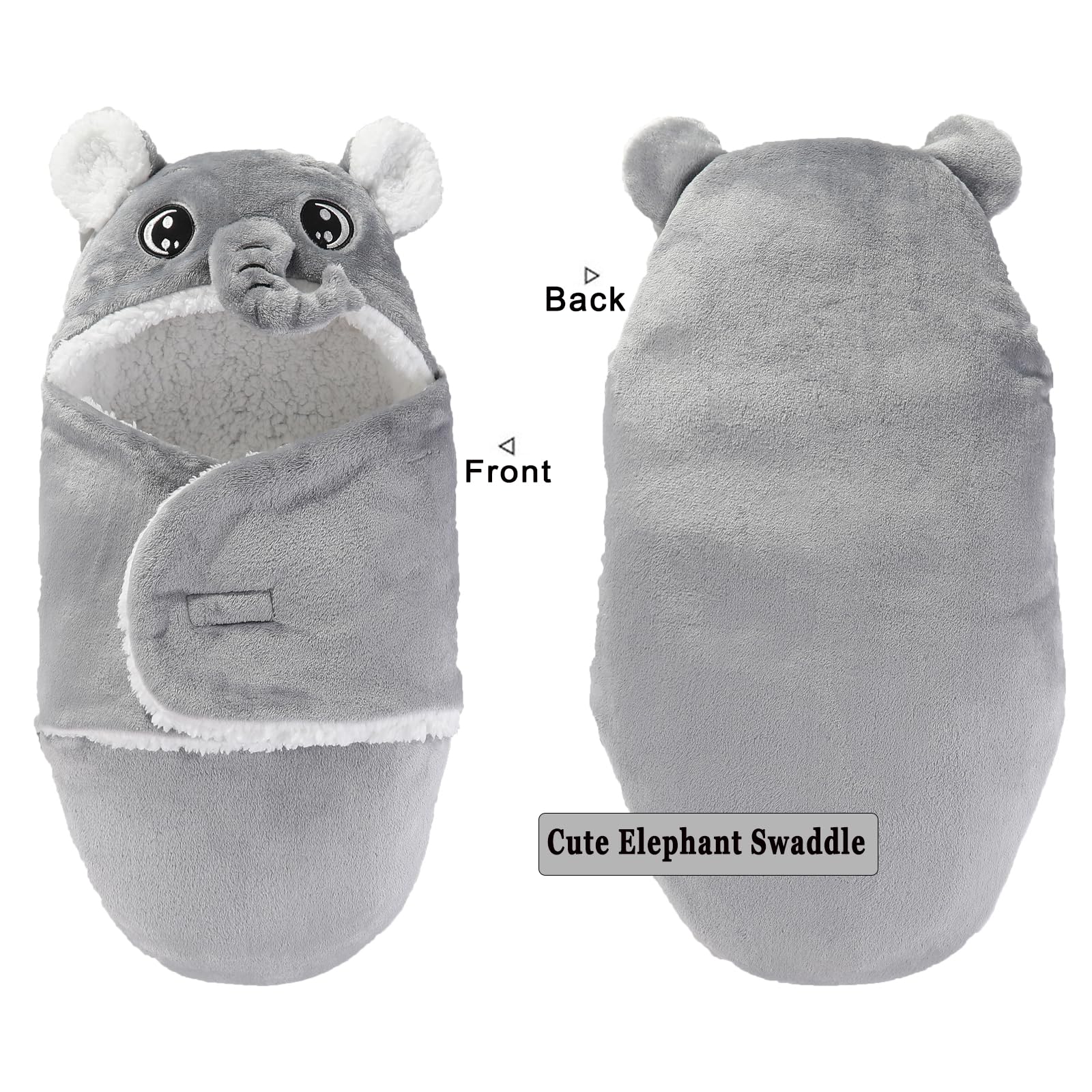 Winmany pink rabbit swaddle front view demonstrates playful style and swaddling ease.