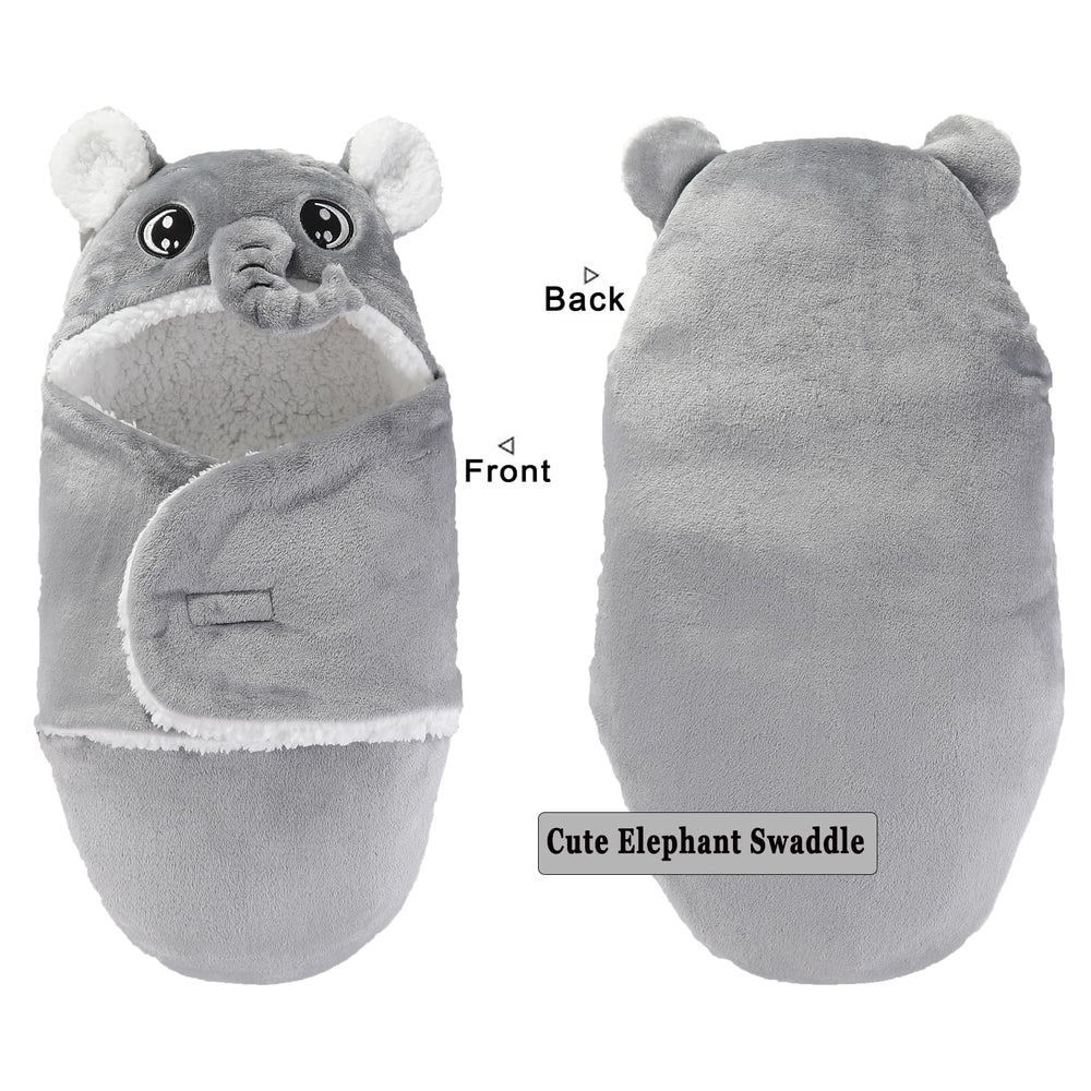 Winmany pink rabbit swaddle front view demonstrates playful style and swaddling ease.