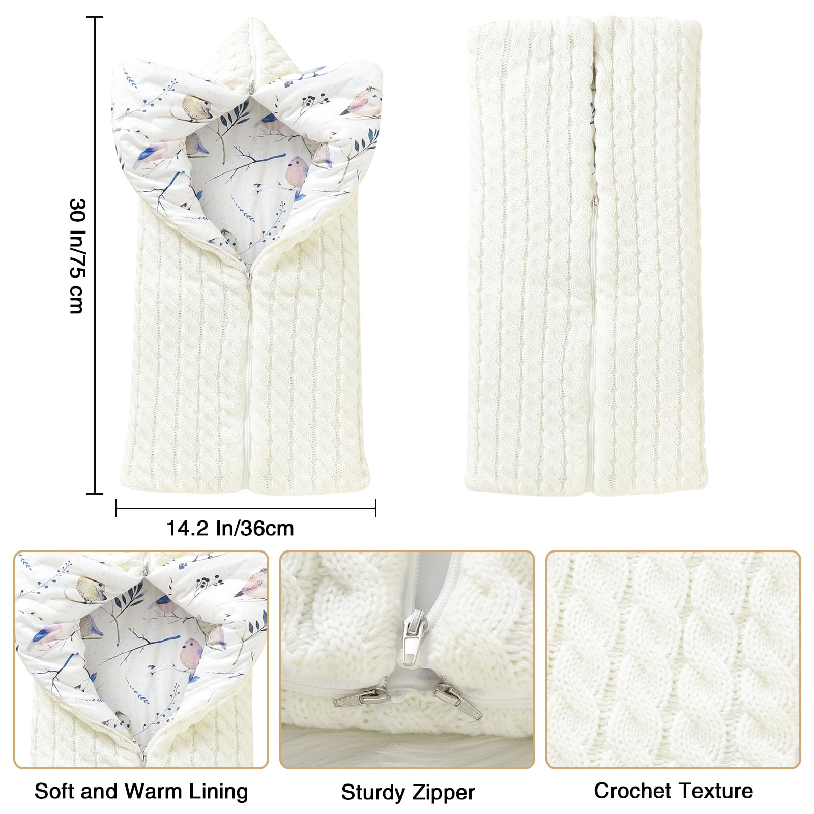 Winmany Colorful Newborn Swaddle Blanket zipper closure enables quick changes.