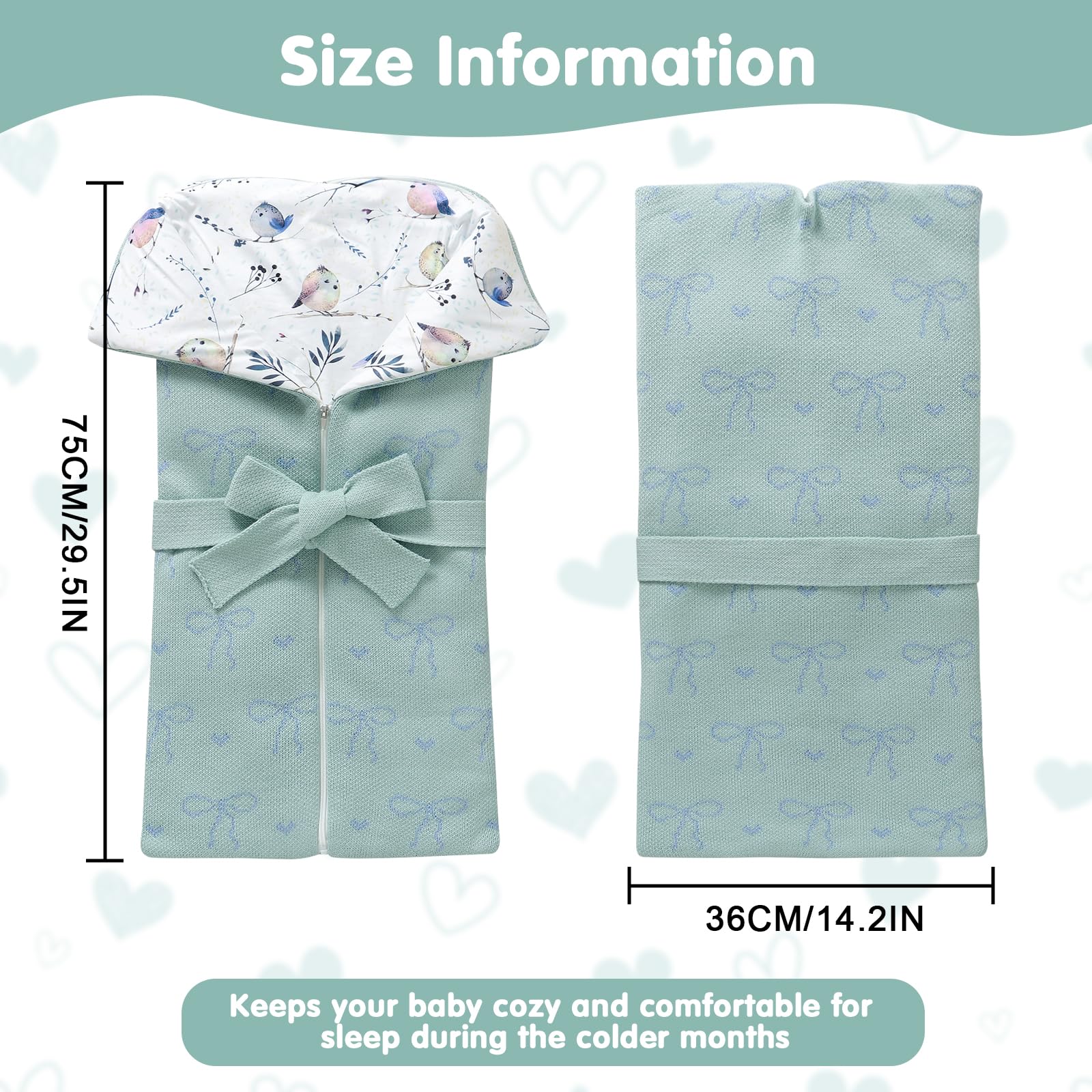 Winmany crib and stroller use blue swaddle keeps baby secure and warm