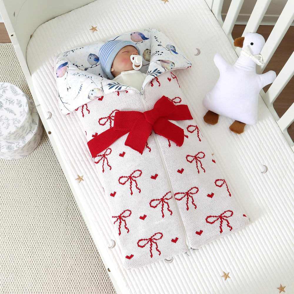 Winmany knit wrap with soft acrylic and cotton lining for gentle skin contact.