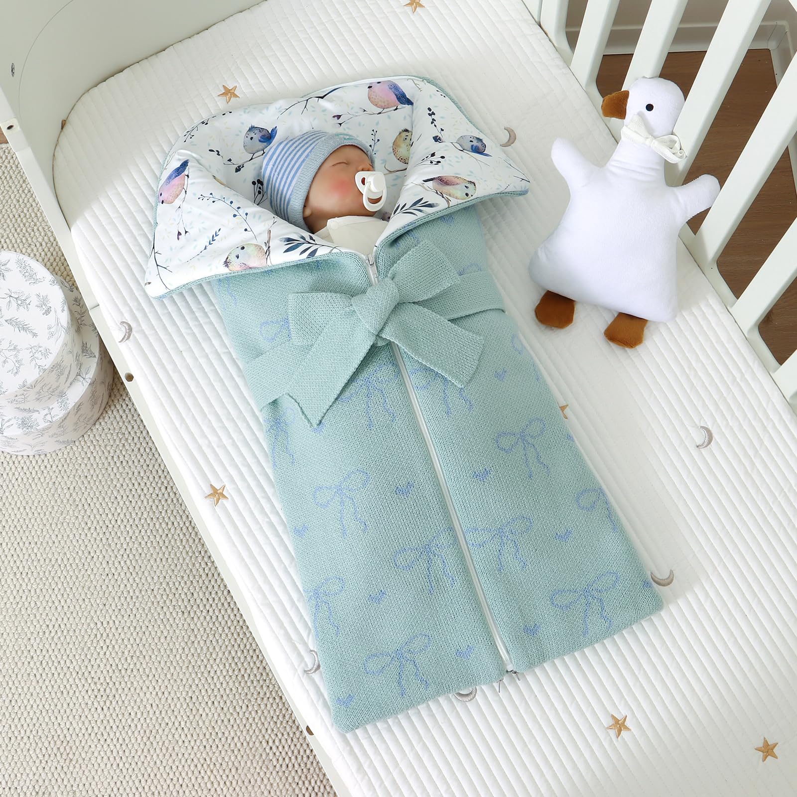 Winmany newborn warmth sleep sack blue-stroller use keeps baby snug