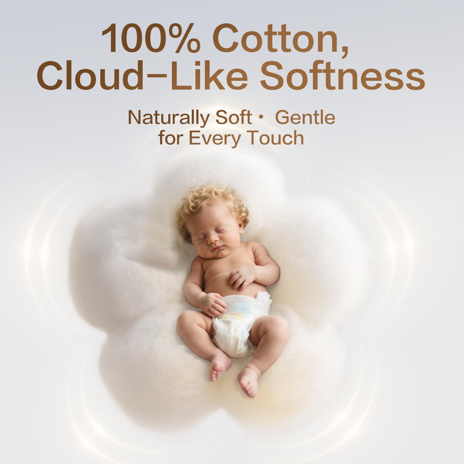 Winner 100% Cotton Dry Wipes in diaper-change use demonstrates versatile wet/dry functionality.