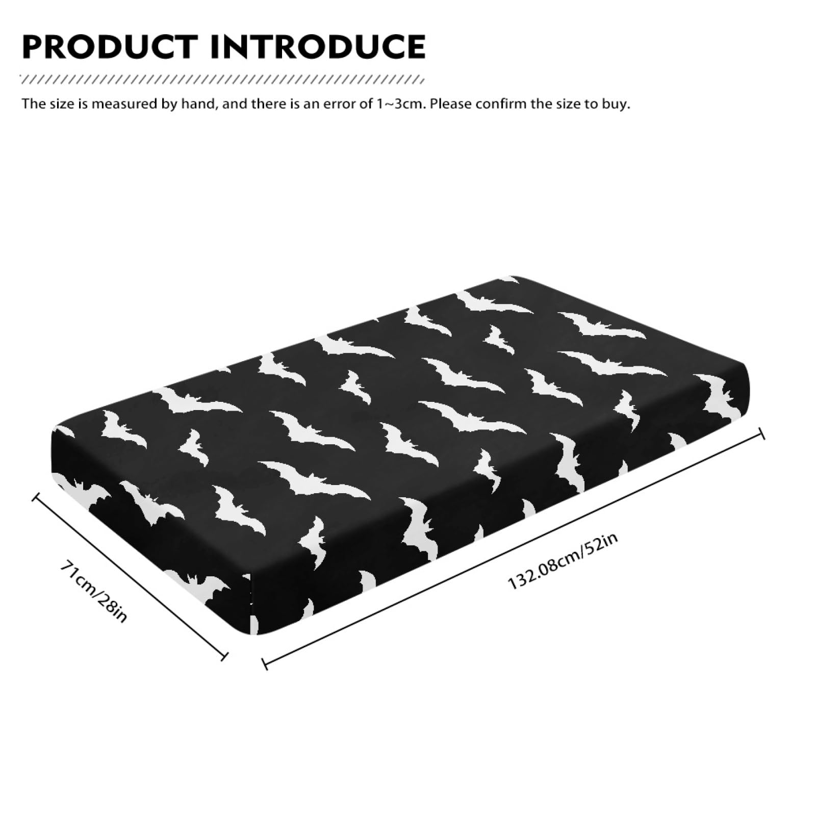 Winpema bat-pattern crib sheet with elastic edge demonstrating wrinkle-free fit