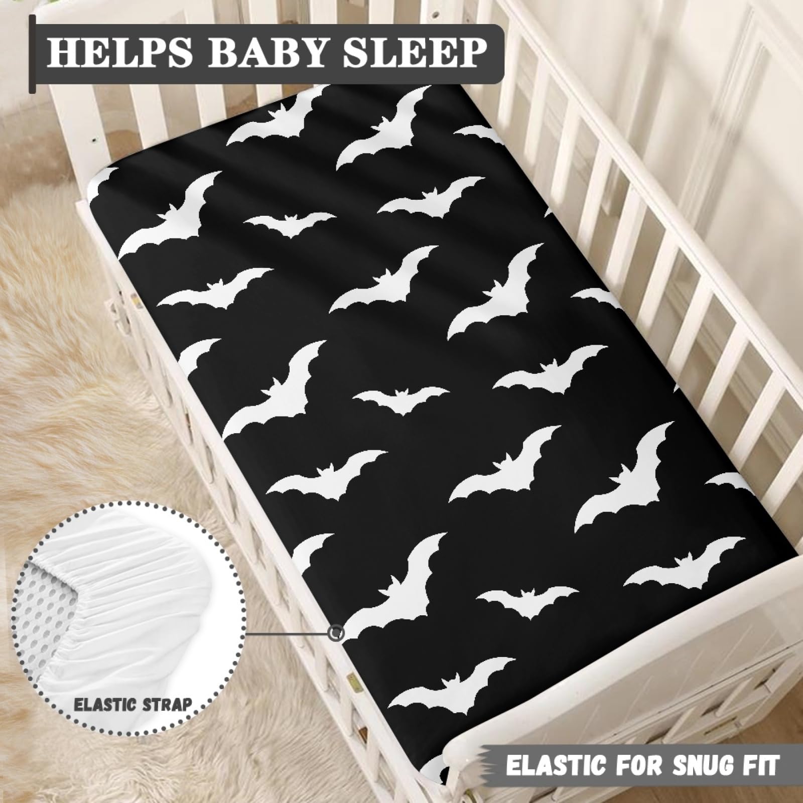 Winpema neutral bat design crib sheet suitable for any nursery decor