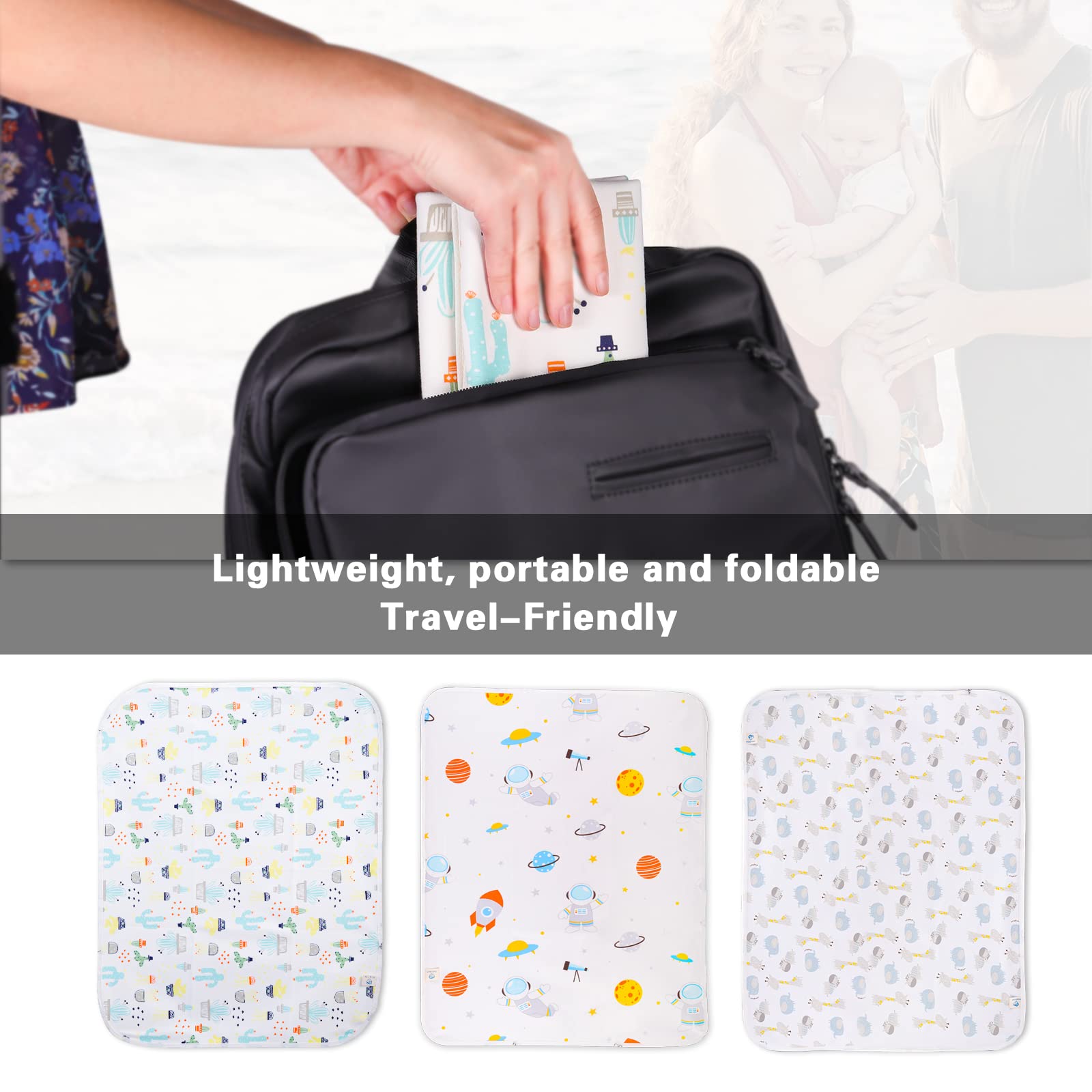 WinReal baby diaper pad back terry cloth offers soft, skin-friendly touch.