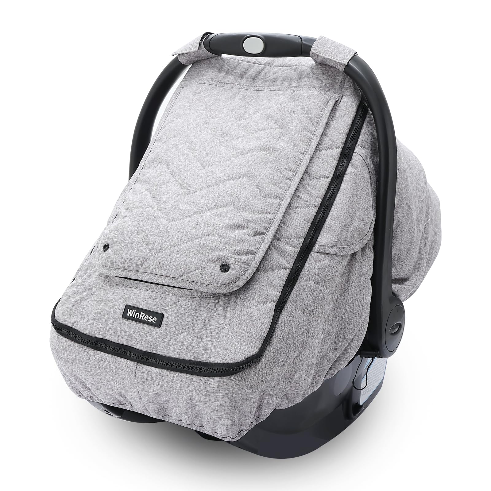 WinRese baby car seat cover shows waterproof outer layer protecting from rain during outings