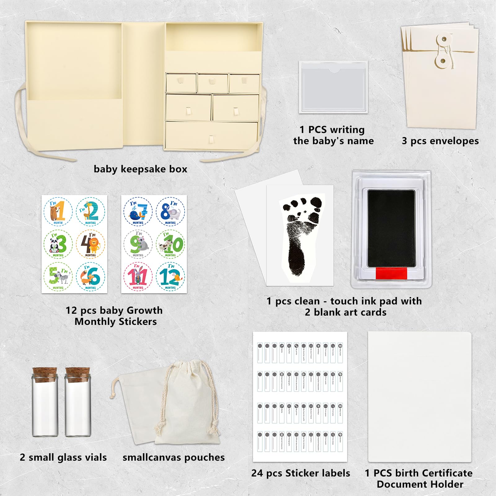 WINTC Memory Box for Kids flexible storage suits photos, jewelry, and letters.