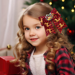 Winthrop Christmas hair clip reindeer bow lends playful flair.