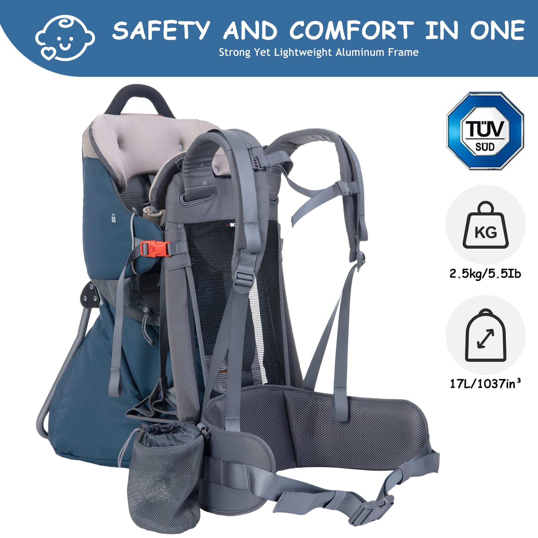 WIPHA baby carrier adjustable shoulder straps illustrate comfortable, customizable fit.