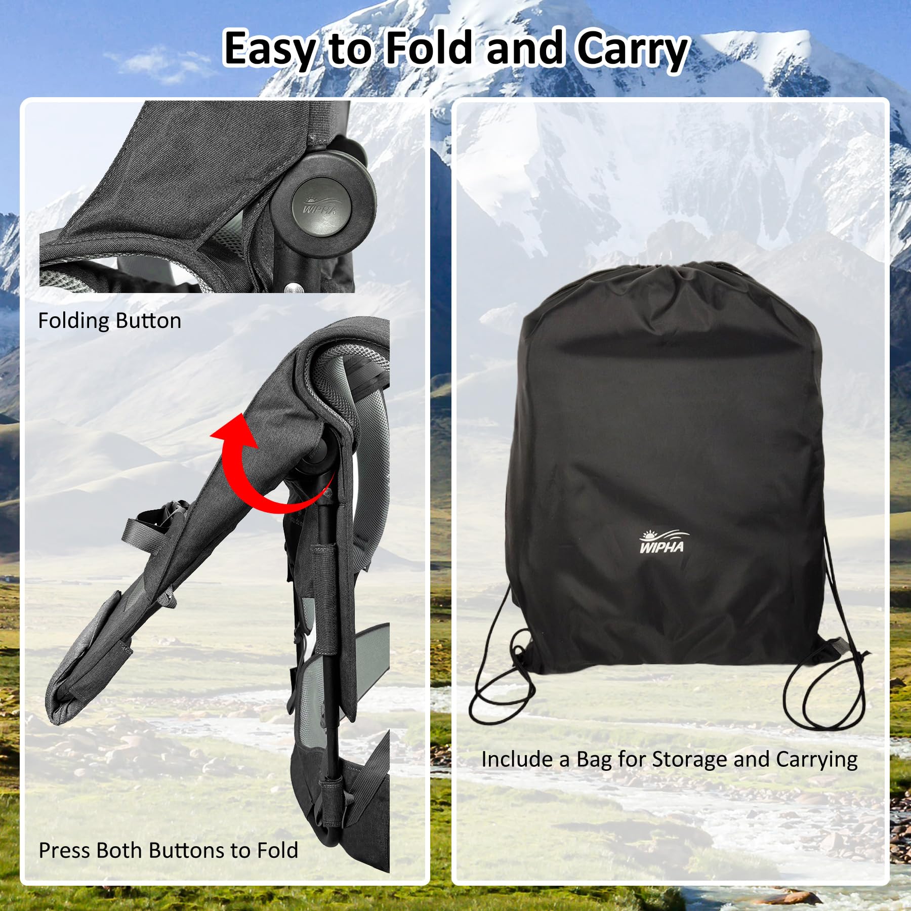 WIPHA lightweight aluminum frame supports long walks without fatigue