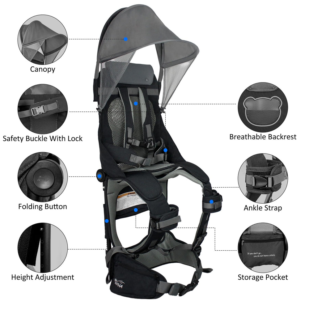 WIPHA sun shade feature provides shade for toddlers during outdoor walks