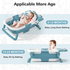 wiqins collapsible baby bathtub cushion-floating blue provides gentle head support