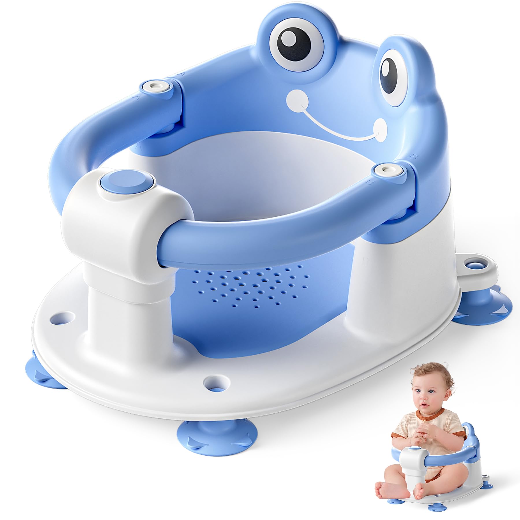 wiqins baby bath seat ergonomic sitting posture supports baby's head and back during bath