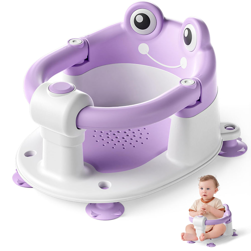 wiqins baby bath seat front view shows ergonomic support for baby's spine during baths