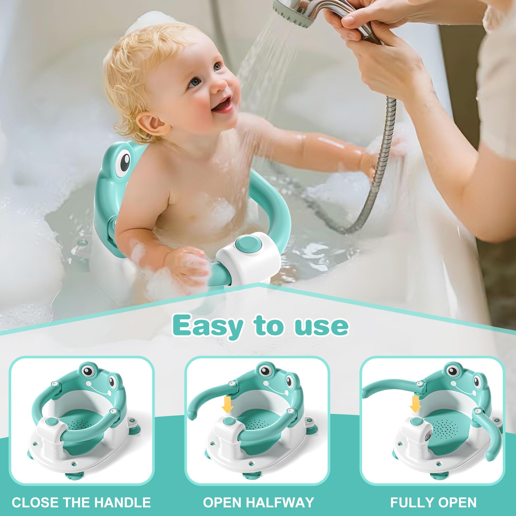 wiqins baby bath seat side view highlights ergonomic posture and easy entry for parents.