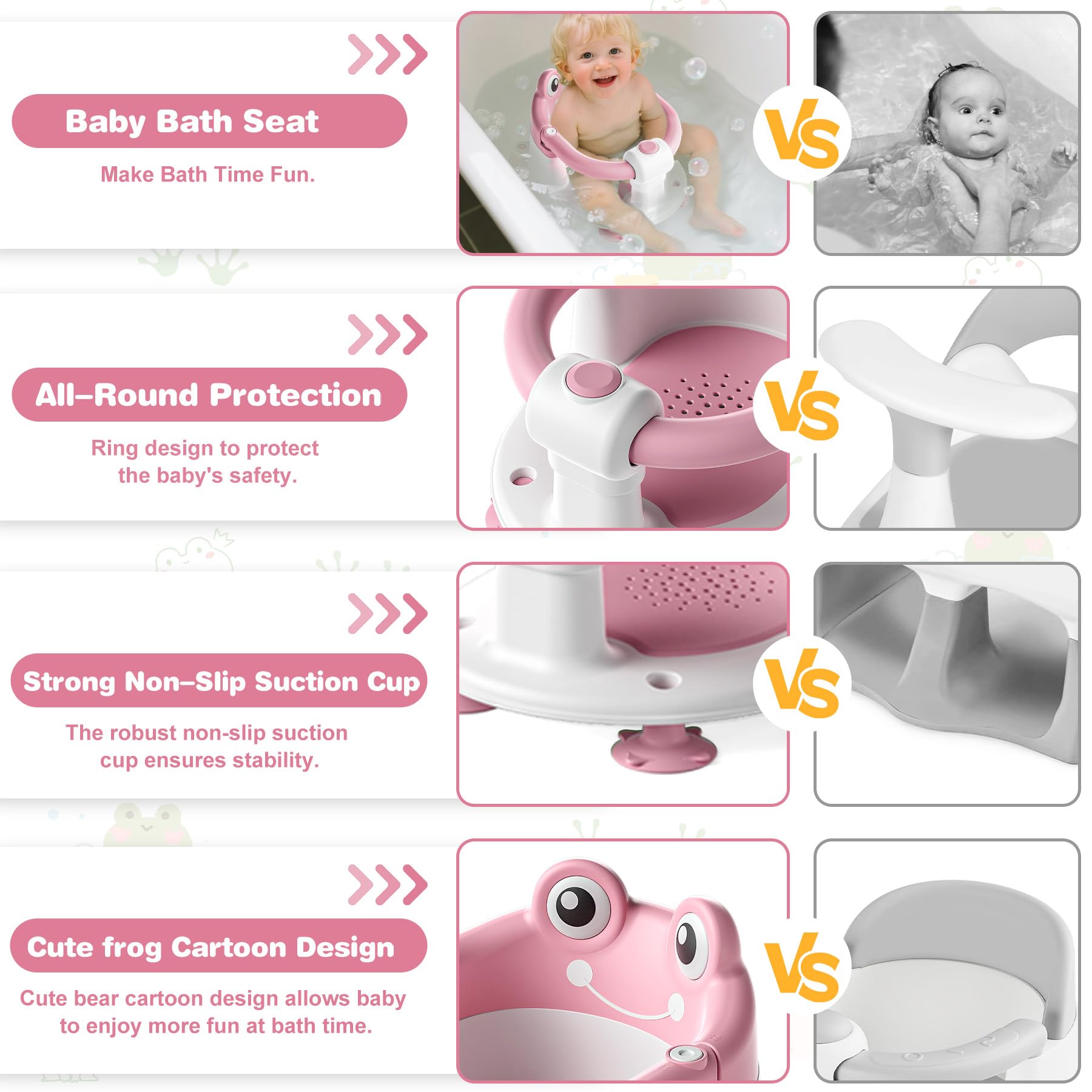 wiqins bath seat soft cushion close-up shows gentle comfort during bath time.