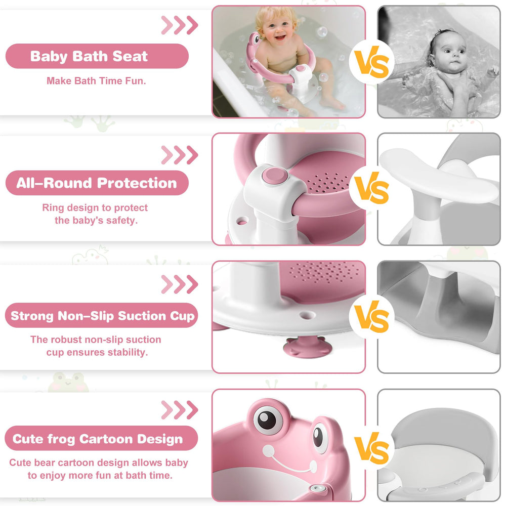 wiqins bath seat soft cushion close-up shows gentle comfort during bath time.