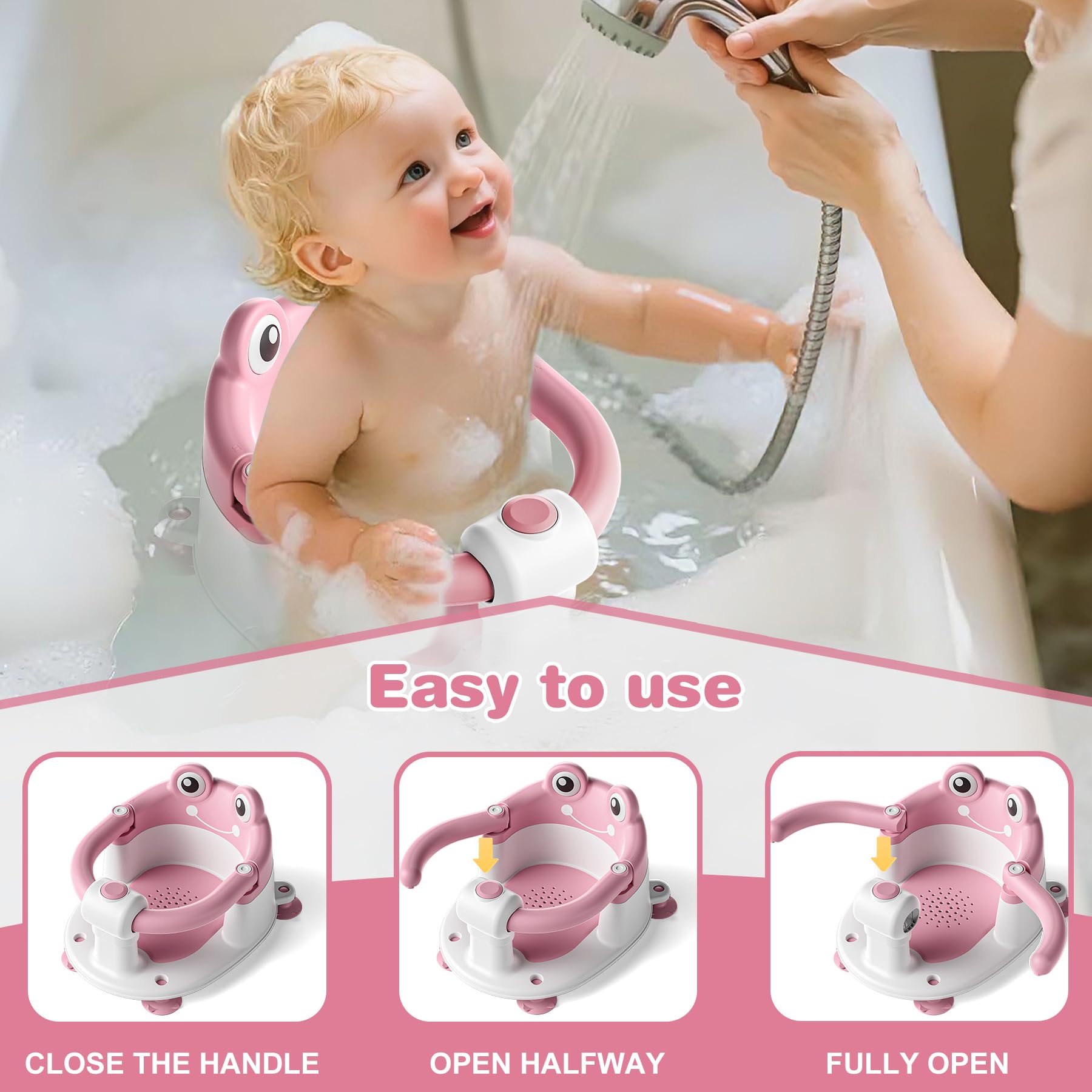 wiqins baby bath seat with suction cups securely attaches to tub surfaces for stable baths.